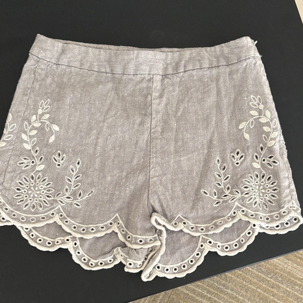 Free People Gray Embroidered Women's  Micro Shorts high waisted